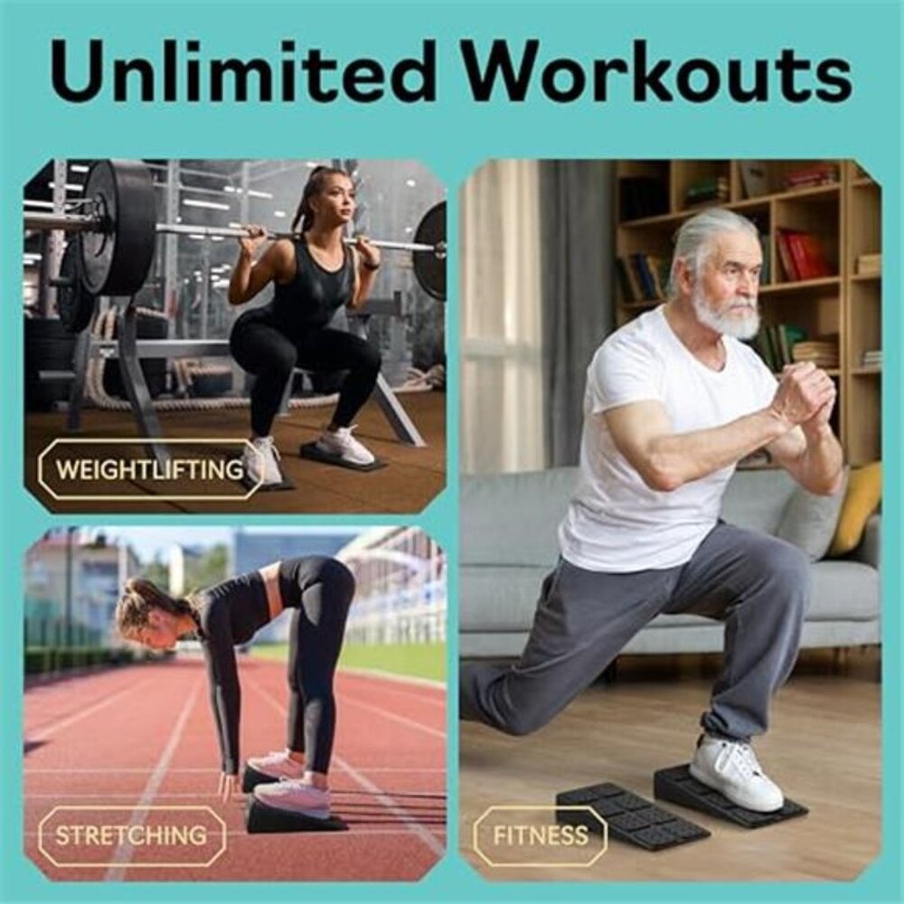 Squat Wedge Blocks Set Slant Board Calf Stretch Heel Elevation Squat Ramp - Picture 5 of 6